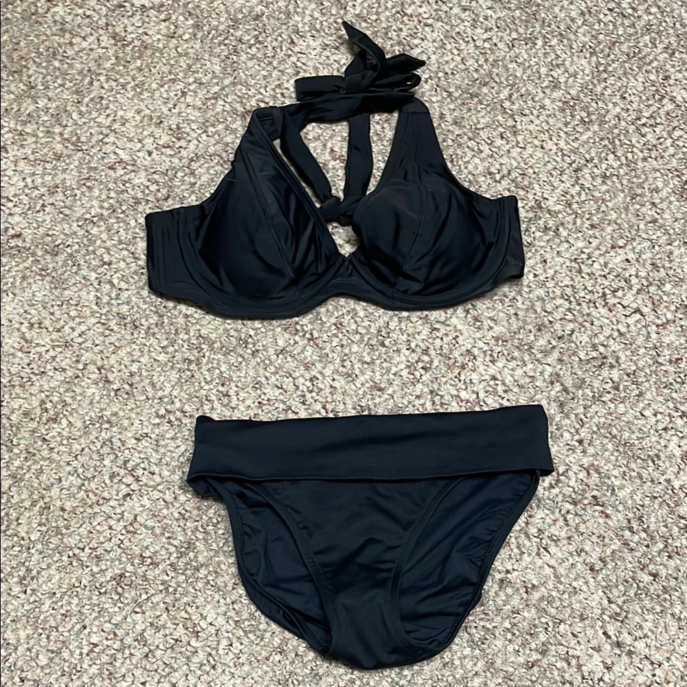 Shapermint Black underwire push up Halter Bikini